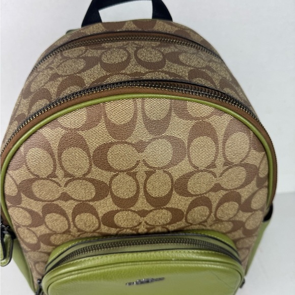Coach Tan and Green Monogram Backpack - Picture 3 of 11